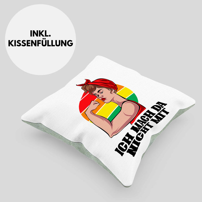 Lustige Feministen Kissen mit Füllung 40x40 Geschenk für starke Frauen Frauenpower Feminismus (Grau) Grün Trendation