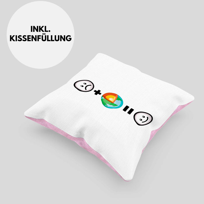 Geologe Kissen mit Füllung 40x40 Geschenk für Geologen Lustige Geschenkidee :( + Geologie = :) Geburtstag (Grau) Rosa Trendation