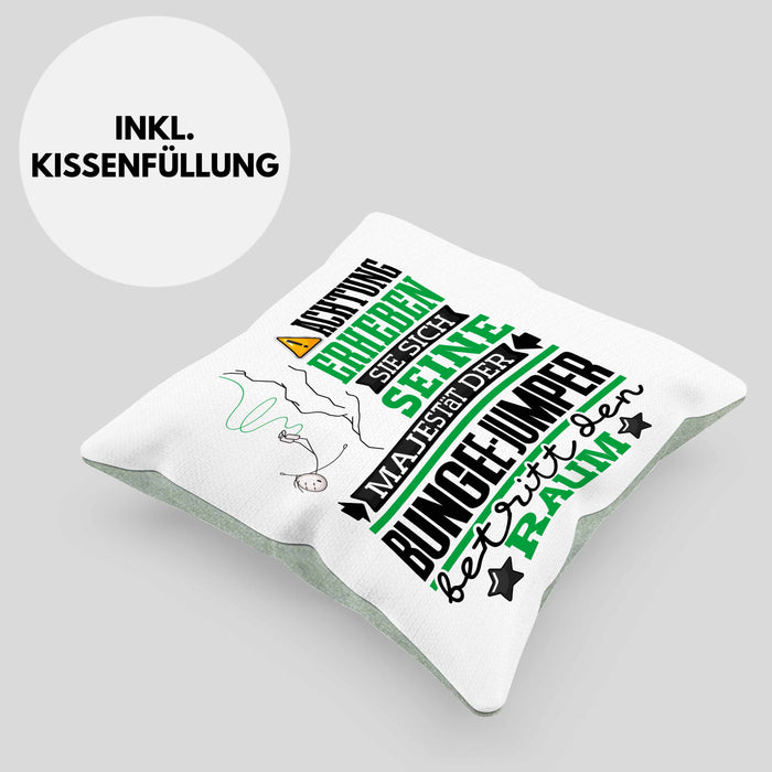 Bungee-Jumper Geschenk Kissen mit Füllung 40x40 Lustiger Spruch Erheben Sie Sich Der Bungee-Jumper Betritt den Raum (Grau) Grün Trendation