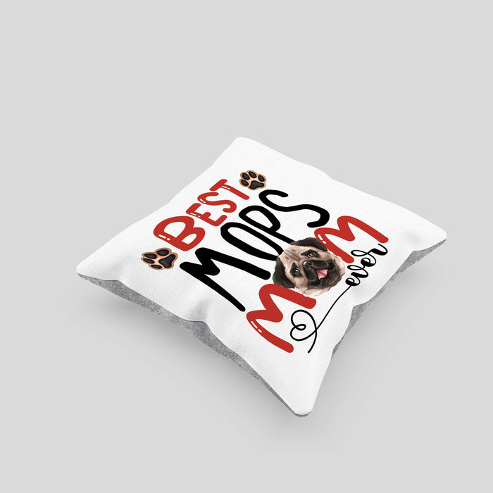 Mops Mom Besitzerin Kissen mit Füllung 40x40 Geschenk Lustiger Spruch Geschenkidee Besitzerin Mops Mama (Grau) Grau Trendation