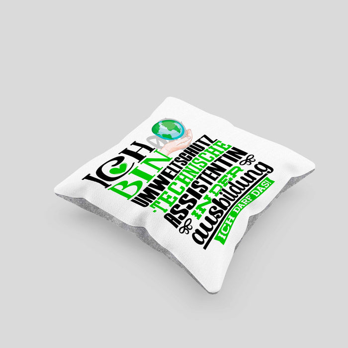 Umweltschutztechnische Assistentin Ausbildung Start Geschenk Kissen mit Füllung 40x40 Ich Bin Umweltschutztechnische Assistentin In Der Ausbildung Ich Darf Das Geschenkidee (Grau) Grau Trendation