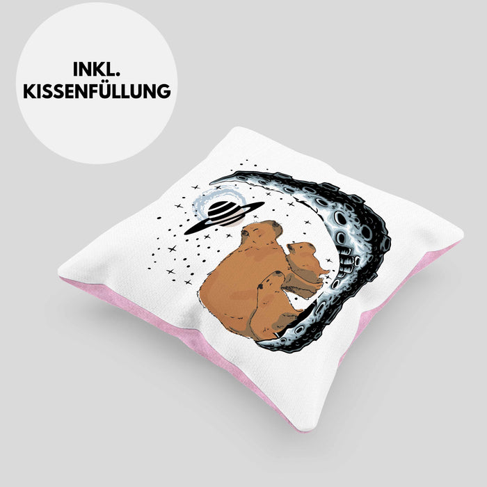 Galaxie Capybara Kissen mit Füllung 40x40 Capybara Tier Geschenk für Capybara Liebhaber (Grau) Rosa Trendation