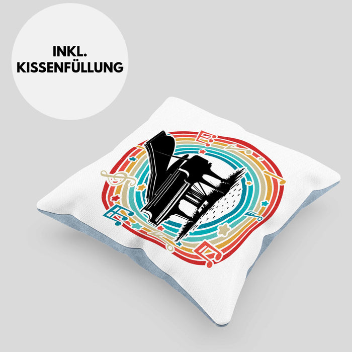 Piano-Spieler Kissen mit Füllung 40x40 Geschenk Klavier Geschenkidee Flügel Musiker (Grau) Blau Trendation