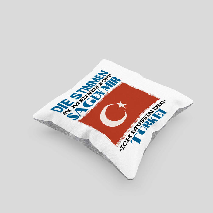 Türkei Kissen mit Füllung 40x40 Urlaub Heimat Geschenk Spruch Türke Geschenkidee (Grau) Grau Trendation