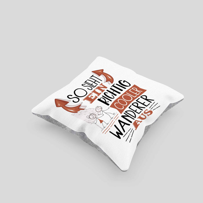 So Sieht Ein Richtig Cooler Wandern Aus Geschenk Kissen mit Füllung 40x40 Lustiger Spruch Geschenkidee (Grau) Grau Trendation