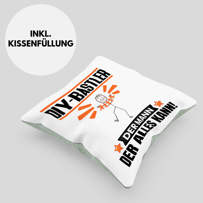 DIY-Bastler Kissen mit Füllung 40x40 Geschenk für DIY-Bastler Der Mann Der Alles Kann Geschenkidee zum Geburtstag (Grau) Grün Trendation