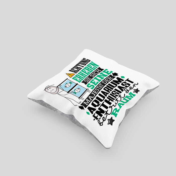 Aquarium-Enthusiast Geschenk Kissen mit Füllung 40x40 Lustiger Spruch Erheben Sie Sich Der Aquarium-Enthusiast Betritt den Raum (Grau) Grau Trendation