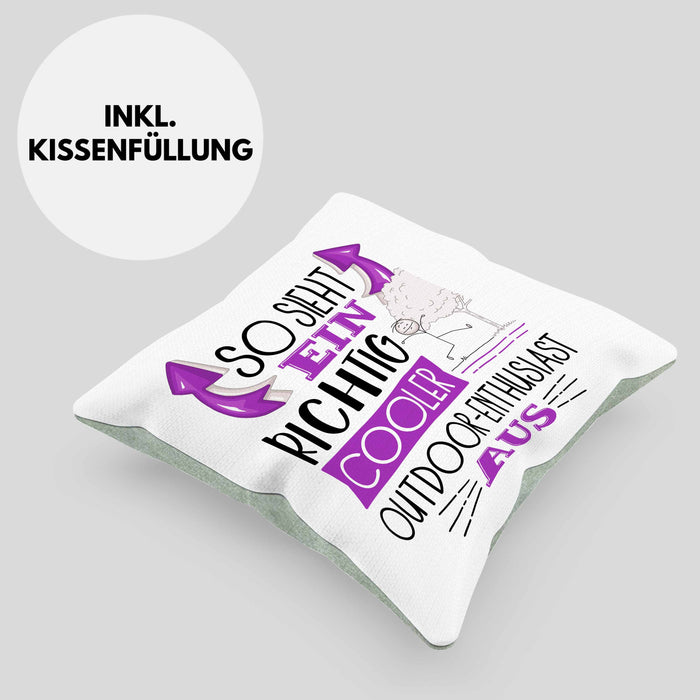 So Sieht Ein Richtig Cooler Outdoor-Enthusiast Aus Geschenk Kissen mit Füllung 40x40 Lustiger Spruch Geschenkidee (Grau) Grün Trendation