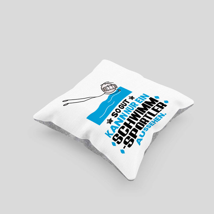 Schwimmsportler Geschenk Kissen mit Füllung 40x40 So Gut Kann Nur Ein Schwimmsportler Aussehen Geschenkidee (Grau) Grau Trendation