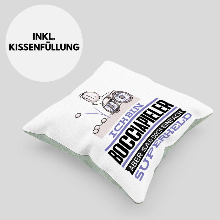 Bocciapieler Geschenk Kissen mit Füllung 40x40 Ich Bin Bocciapieler Aber Sag Doch Einfach Superheld Lustige Geschenkdiee für Bocciapieler (Grau) Grün Trendation