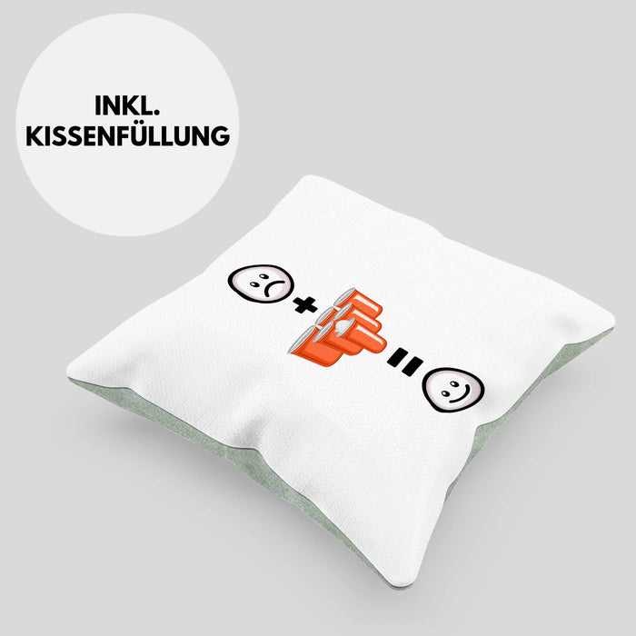 Bierpong Kissen mit Füllung 40x40 Geschenk für Bier Pong Profi Lustige Geschenkidee :( + Bierpong = :) Geburtstag (Grau) Grün Trendation