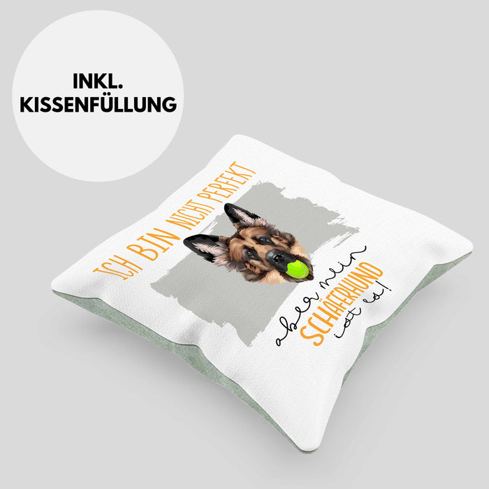 Schäferhund Besitzer Kissen mit Füllung 40x40 Geschenk Lustiger Spruch Geschenkidee Besitzerin Ich Bin Nicht toll Aber Mein Schäferhund Ist Es (Grau) Grün Trendation