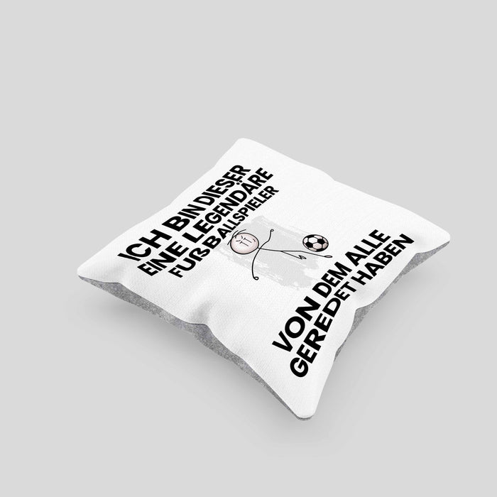 Fußballspieler Geschenk Kissen mit Füllung 40x40 Lustige Geschenkidee Geburtstag für Fußballspieler Ich Bin Dieser Legendäre Fußballspieler Von Dem Alle Geredet Haben (Grau) Grau Trendation