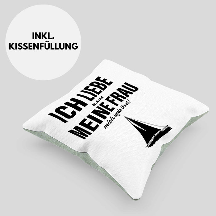 Kissen mit Füllung 40x40 für Segler Geschenke Männer Kissen mit Füllung 40x40 Geschenkideen Zubehör Gadgeds Segeln Lustig (Grau) Grün Trendation