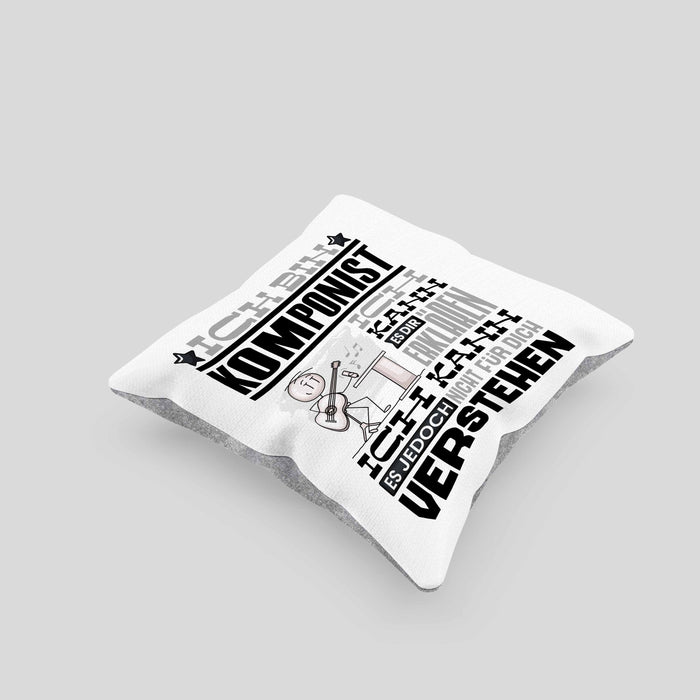 Komponist Geschenk Kaffee-Kissen mit Füllung 40x40 Geschenkidee für Komponist Ich Bin Komponist Ich Kann Es Dir Erklären Jedoch Nicht Für Dich Verstehen Spruch Lustig (Grau) Grau Trendation