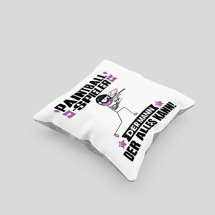 Paintballspieler Kissen mit Füllung 40x40 Geschenk für Paintballspieler Der Mann Der Alles Kann Geschenkidee zum Geburtstag (Grau) Grau Trendation