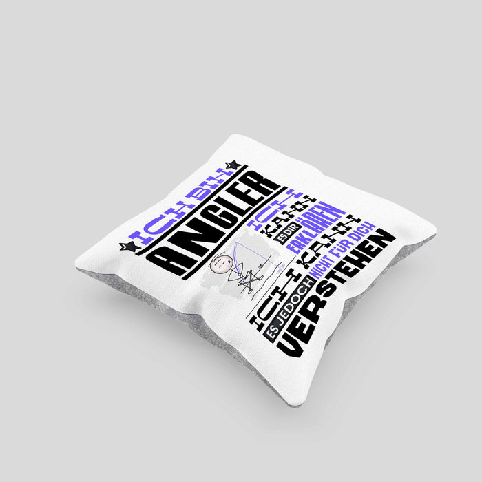 Angler Geschenk Kaffee-Kissen mit Füllung 40x40 Geschenkidee für Angler Ich Bin Angler Ich Kann Es Dir Erklären Jedoch Nicht Für Dich Verstehen Spruch Lustig (Grau) Grau Trendation