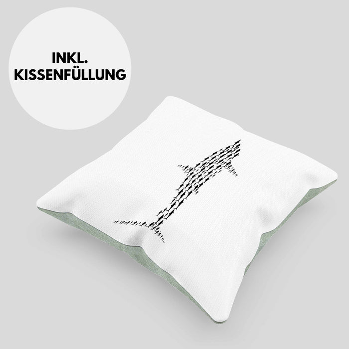 Kissen mit Füllung 40x40 mit Haifisch-Grafik als Geschenkidee Haifisch Haise Geschenk (Grau) Grün Trendation