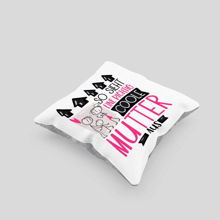 Mutter Geschenk Kissen mit Füllung 40x40 Lustig Geschenkidee für Mutter Geburtstag So Sieht Eine Richtig Coole Mutter Aus Frauen Spruch Muttertag Beste Mama (Grau) Grau Trendation