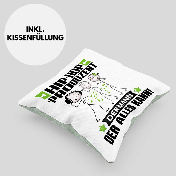 Hip-Hop-Produzent Kissen mit Füllung 40x40 Geschenk für Hip-Hop-Produzent Der Mann Der Alles Kann Geschenkidee zum Geburtstag (Grau) Grün Trendation