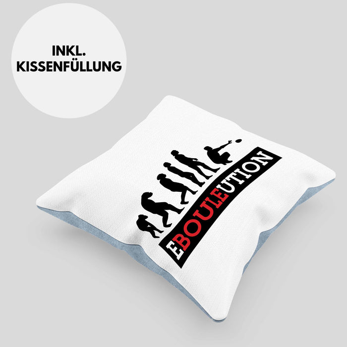 Boule Kissen mit Füllung 40x40 Geschenk Boule-Spieler Geschenkidee Spruch Ebouleution (Grau) Blau Trendation