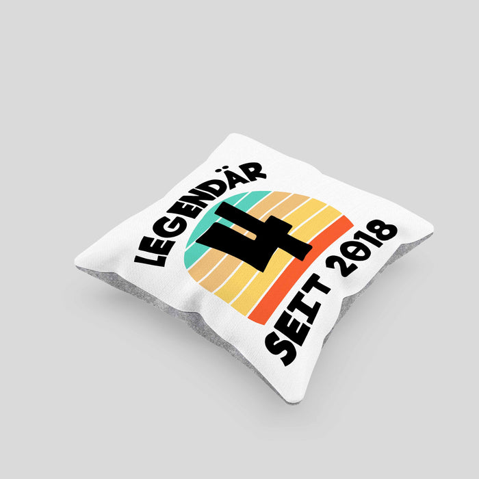 4. Geburtstag Kissen mit Füllung 40x40 Geschenk Lustiger Spruch 4er Bday Seit 2018 Geschenkidee Geburtstag (Grau) Grau Trendation