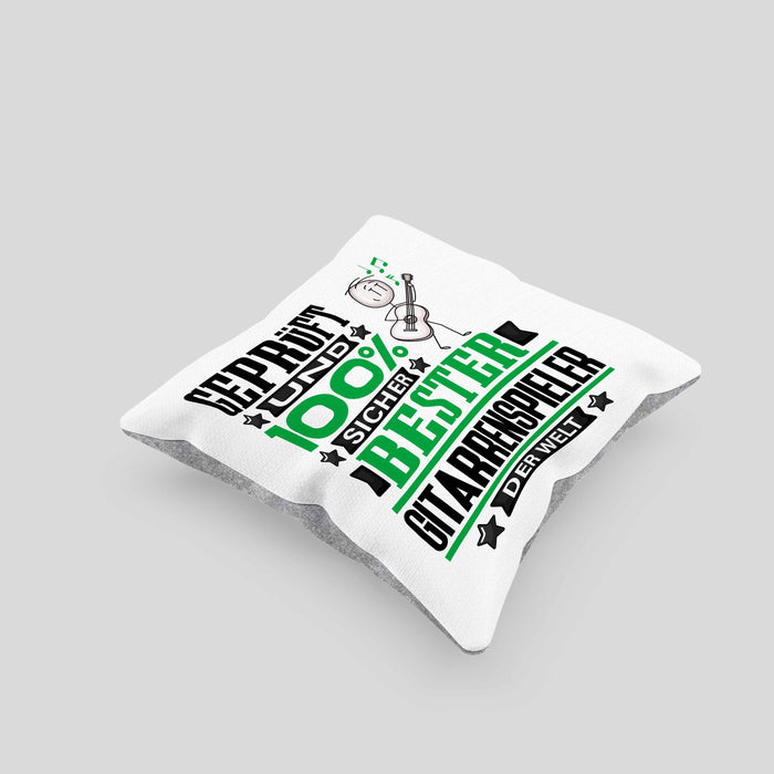 Gitarrenspieler Geschenk Lustiger Spruch für Gitarrenspieler Geschenkidee Bester Gitarrenspieler Der WeltKissen mit Füllung 40x40 (Grau) Grau Trendation