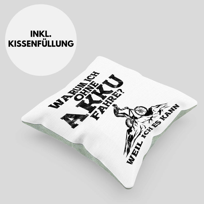 Lustige Geschenkidee Radfahrer Kissen mit Füllung 40x40 Anti-E-Bike Spruch (Grau) Grün Trendation