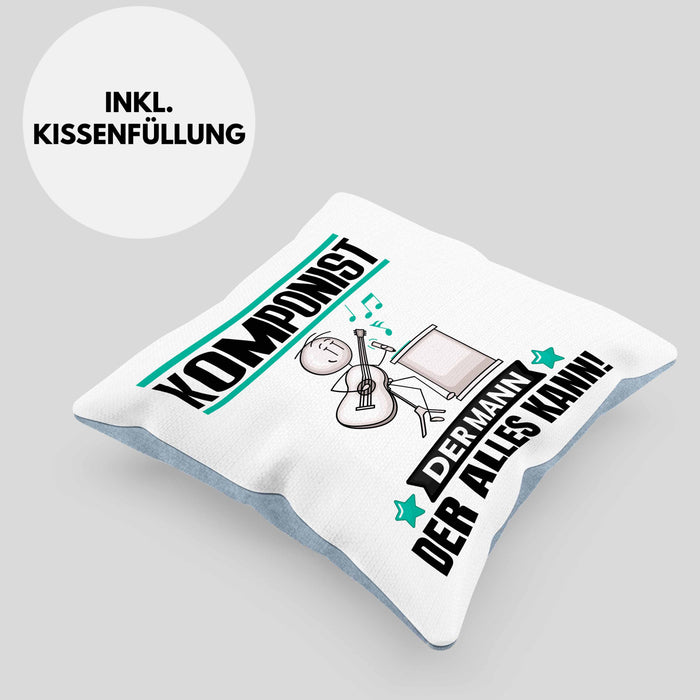 Komponist Kissen mit Füllung 40x40 Geschenk für Komponist Der Mann Der Alles Kann Geschenkidee zum Geburtstag (Grau) Blau Trendation