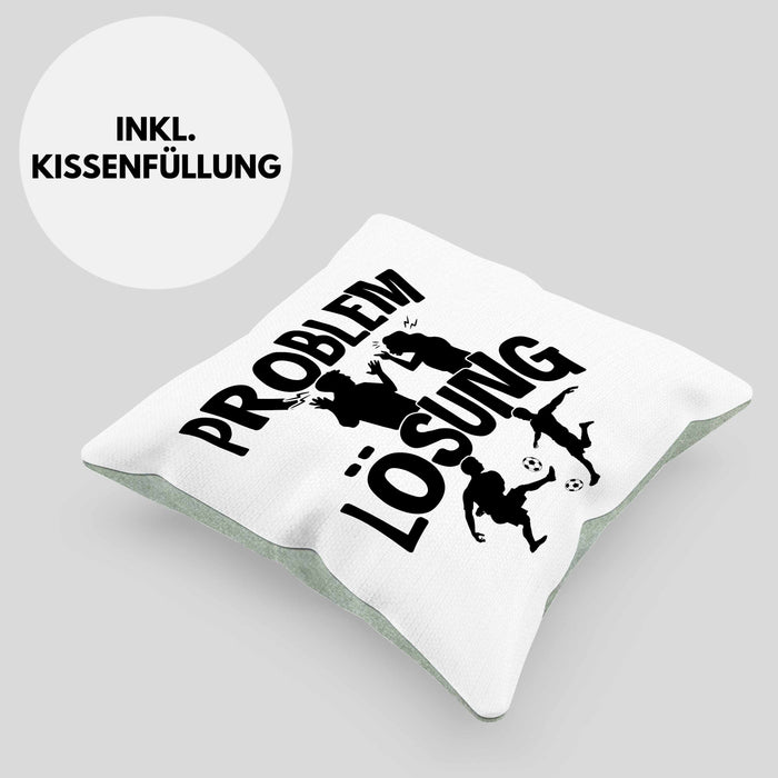 Fußballer Kissen mit Füllung 40x40 Geschenk für Fußballspieler Männer Geschenkidee Problem und Lösung Fussball Spielen (Grau) Grün Trendation