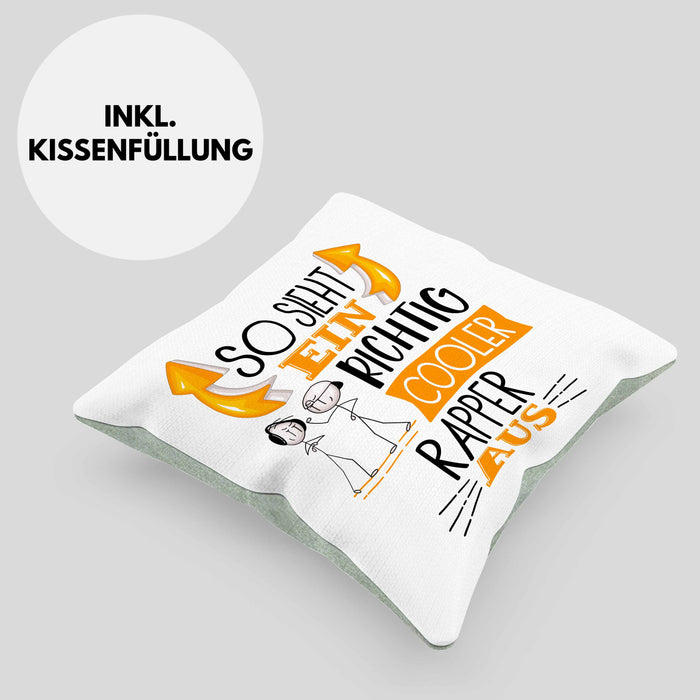 So Sieht Ein Richtig Cooler Rapper Aus Kissen mit Füllung 40x40 Geschenk für Rapper Geburtstag Geschenkdiee (Grau) Grün Trendation