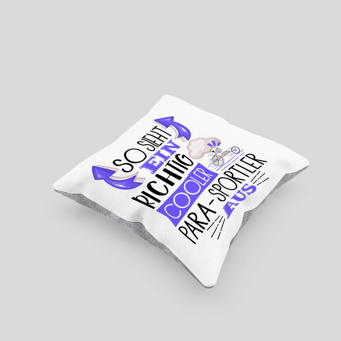So Sieht Ein Richtig Cooler Para-Sportler Aus Geschenk Kissen mit Füllung 40x40 Lustiger Spruch Geschenkidee (Grau) Grau Trendation