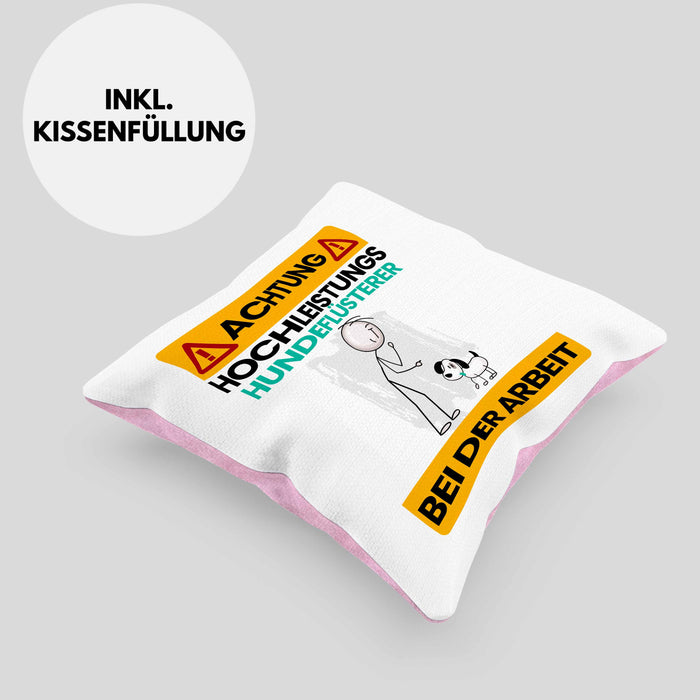 Hundeflüsterer Kissen mit Füllung 40x40 Geschenk Lustiger Spruch Geschenkidee für Hundeflüsterer Achtung Hochleistungs Hundeflüsterer Bei Der Arbeit (Grau) Rosa Trendation