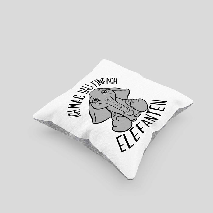 Elefant Kissen mit Füllung 40x40 Geschenk Für Elefanten-Liebhaber Geschenkidee Ich Mag Halt Einfach Elefanten (Grau) Grau Trendation