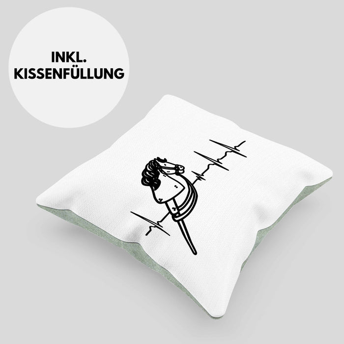 Hobbyhorse Mädchen Kissen mit Füllung 40x40 Geschenk Hobby Horse Pferde Grafik Herzschlag (Grau) Grün Trendation