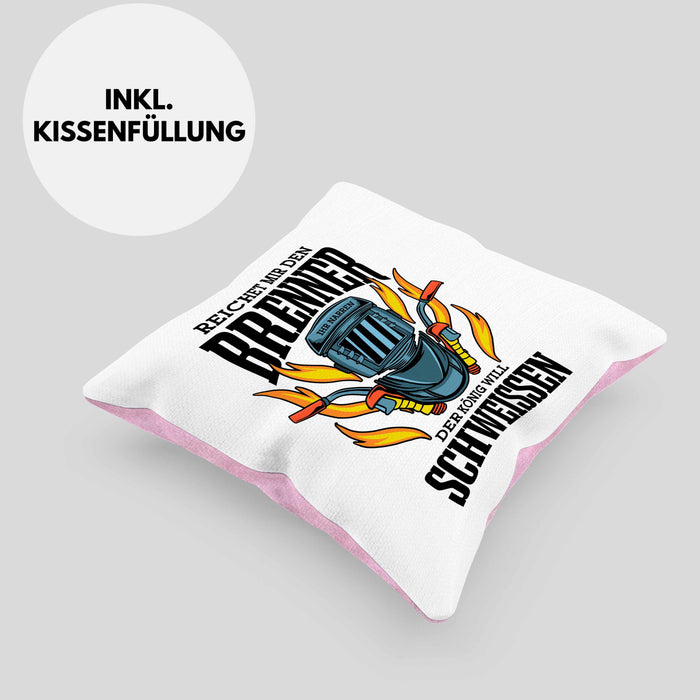 Schweißen Kissen mit Füllung 40x40 Geschenk Schmied Schweißer Geschenkidee Metallbauer (Grau) Rosa Trendation