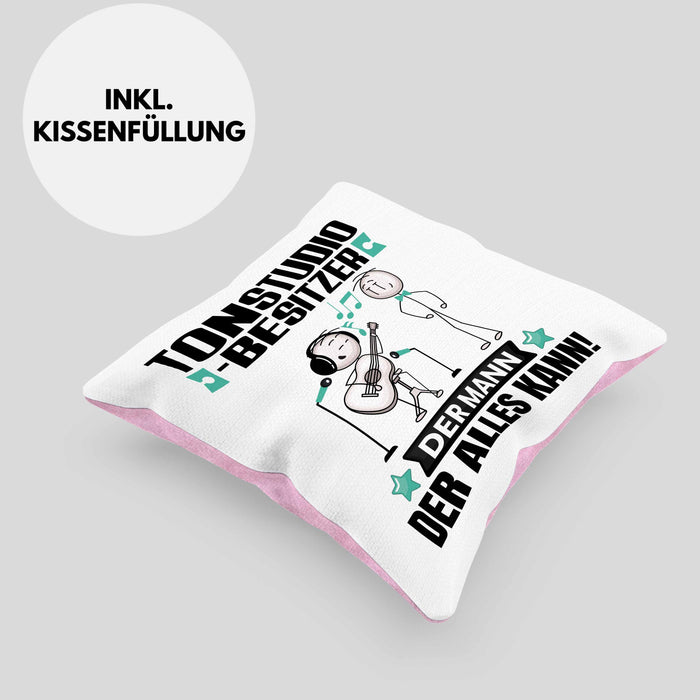 Tonstudio-Besitzer Kissen mit Füllung 40x40 Geschenk für Tonstudio-Besitzer Der Mann Der Alles Kann Geschenkidee zum Geburtstag (Grau) Rosa Trendation