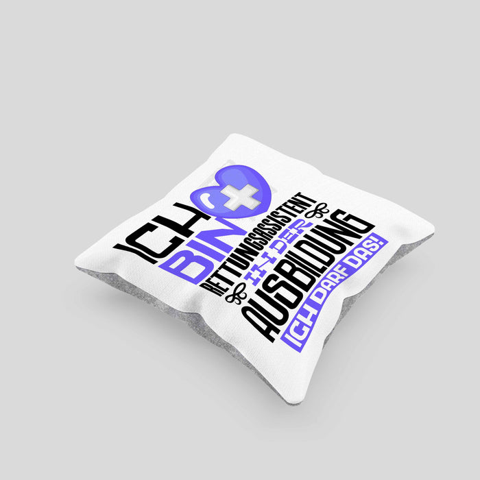 Rettungsassistent Ausbildung Kissen mit Füllung 40x40 Geschenk Ich Bin Rettungsassistent In Der Ausbildung Ich Darf Das Geschenkidee Spruch (Grau) Grau Trendation