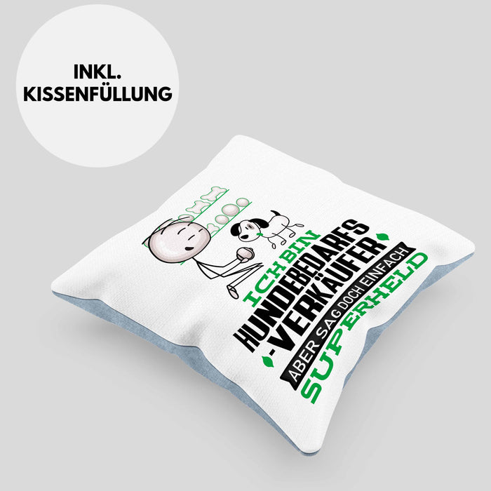 Hundebedarfsverkäufer Geschenk Kissen mit Füllung 40x40 Ich Bin Hundebedarfsverkäufer Aber Sag Doch Einfach Superheld Lustige Geschenkdiee für Hundebedarfsverkäufer (Grau) Blau Trendation
