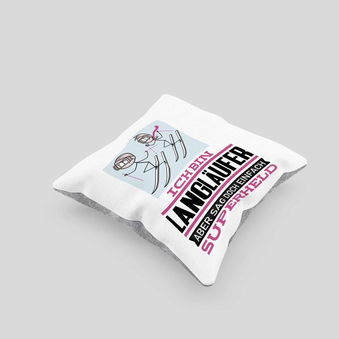 Langläufer Geschenk Kissen mit Füllung 40x40 Ich Bin Langläufer Aber Sag Doch Einfach Superheld Lustige Geschenkdiee für Langläufer (Grau) Grau Trendation