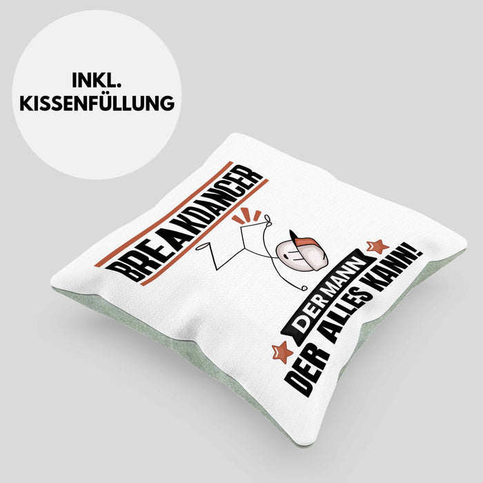 Breakdancer Kissen mit Füllung 40x40 Geschenk für Breakdancer Der Mann Der Alles Kann Geschenkidee zum Geburtstag (Grau) Grün Trendation