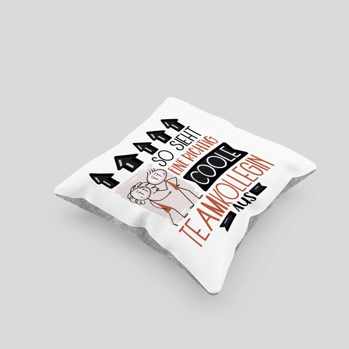 Teamkollegin Geschenk Kissen mit Füllung 40x40 Lustig Geschenkidee für Teamkollegin Geburtstag So Sieht Eine Richtig Coole Teamkollegin Aus Frauen Spruch (Grau) Grau Trendation
