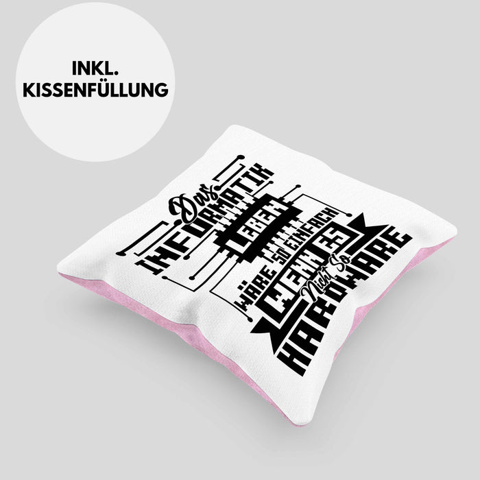 Informatiker Geschenk Kissen mit Füllung 40x40 Programmierer Coder Hardware Informatik IT (Grau) Rosa Trendation