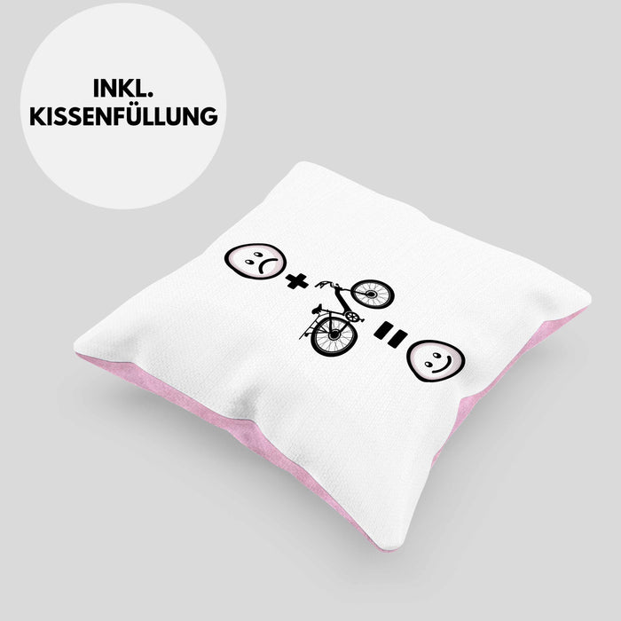 E-bike Kissen mit Füllung 40x40 Geschenk für E-Bike fahrer Geburtstag Lustige Geschenkidee :( + E-Bike = :) (Grau) Rosa Trendation