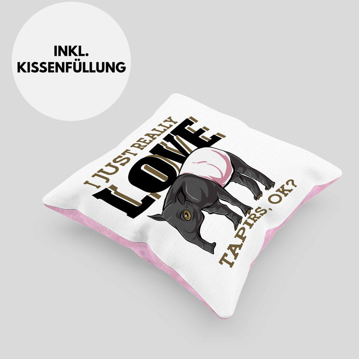 Lustige Tapir Kissen mit Füllung 40x40 Geschenk Tapir Liebhaber (Grau) Rosa Trendation