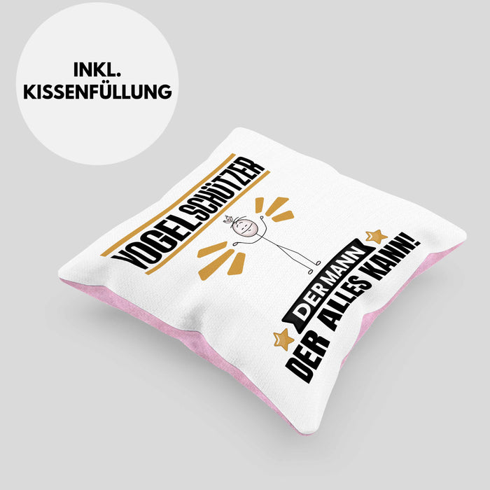 Vogelschützer Kissen mit Füllung 40x40 Geschenk für Vogelschützer Der Mann Der Alles Kann Geschenkidee zum Geburtstag (Grau) Rosa Trendation