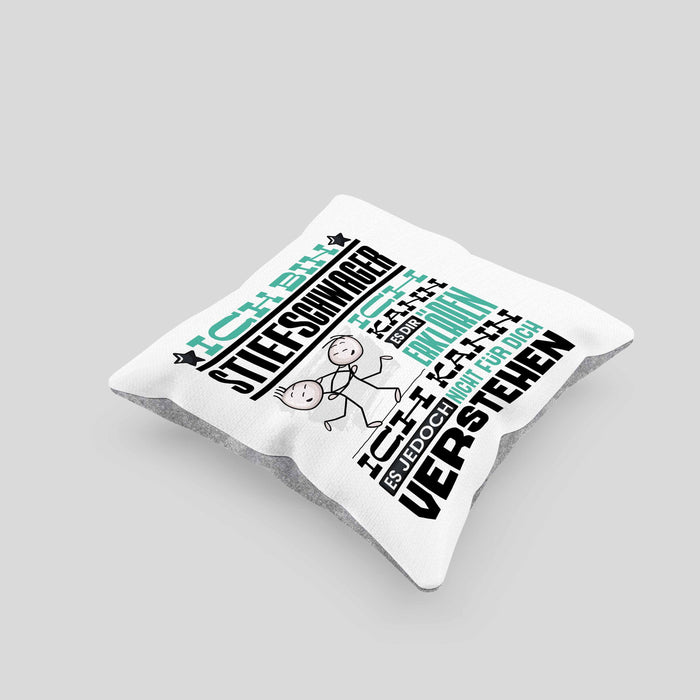 Stiefschwager Geschenk Kaffee-Kissen mit Füllung 40x40 Geschenkidee für Stiefschwager Ich Bin Stiefschwager Ich Kann Es Dir Erklären Jedoch Nicht Für Dich Verstehen Spruch Lustig (Grau) Grau Trendation