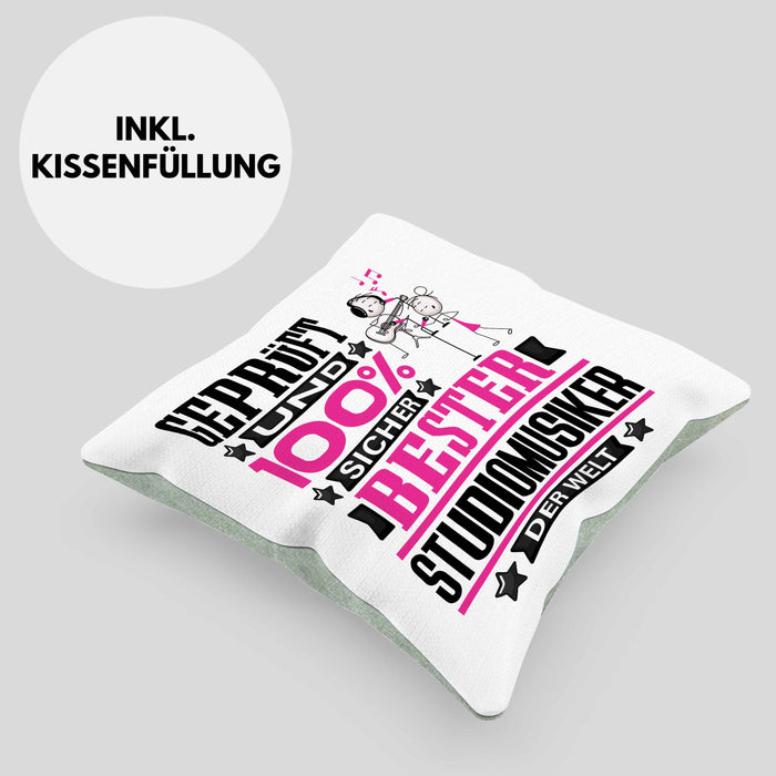 Studiomusiker Geschenk Lustiger Spruch für Studiomusiker Geschenkidee Bester Studiomusiker Der WeltKissen mit Füllung 40x40 (Grau) Grün Trendation