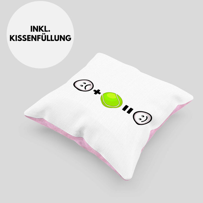 Tennis Kissen mit Füllung 40x40 Geschenk für Tennisspieler Männer Frauen Lustige Geschenkidee :( + Tennisball = :) Geburtstag (Grau) Rosa Trendation