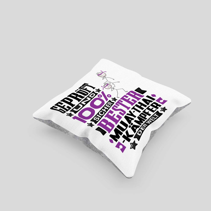 Muay-Thai-Kämpfer Geschenk Lustiger Spruch für Muay-Thai-Kämpfer Geschenkidee Bester Muay-Thai-Kämpfer Der WeltKissen mit Füllung 40x40 (Grau) Grau Trendation